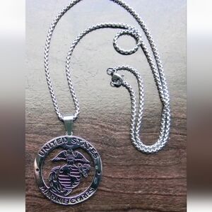 New stainless steel USMC Marine corps signet necklace 20"